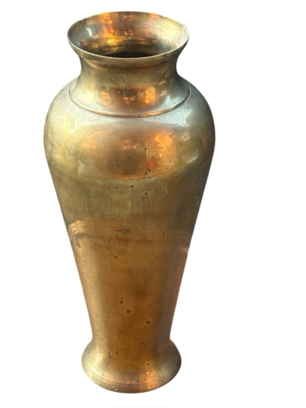 Vintage Solid Brass RIH India Vase 11 3/4" Tall Boho Global Aged Patina Rustic